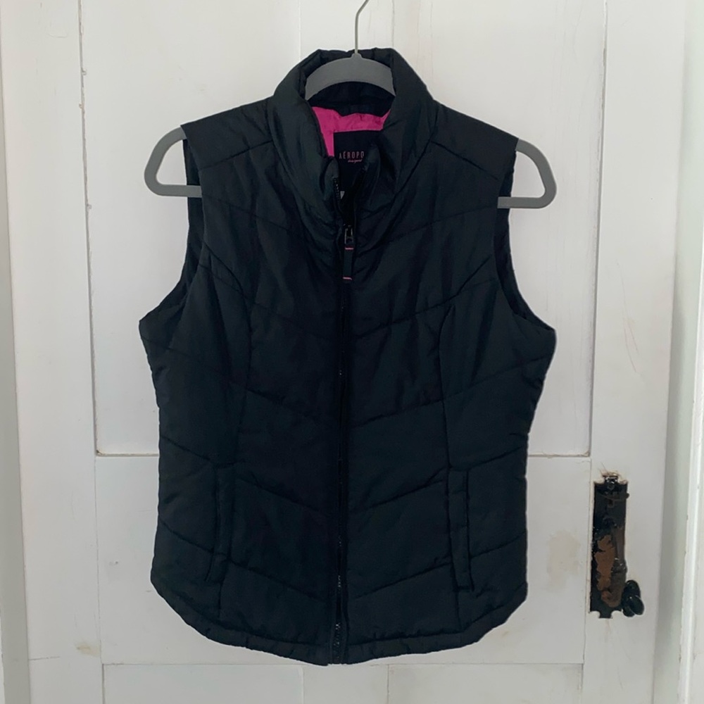 Black/Pink Aeropostale Puffer Vest